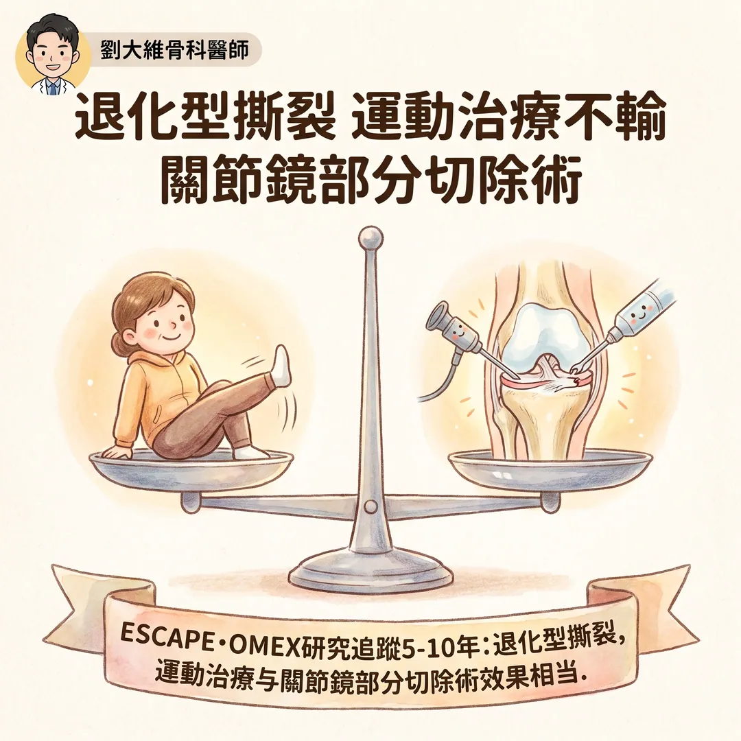 半月板損傷是不是一定要開刀?搞懂「外傷型」與「退化型」,治療選擇大不同 衛教圖 4