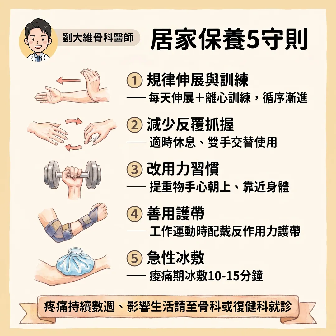 手肘外側一用力就痛?認識「網球肘」與居家保養 衛教圖 8