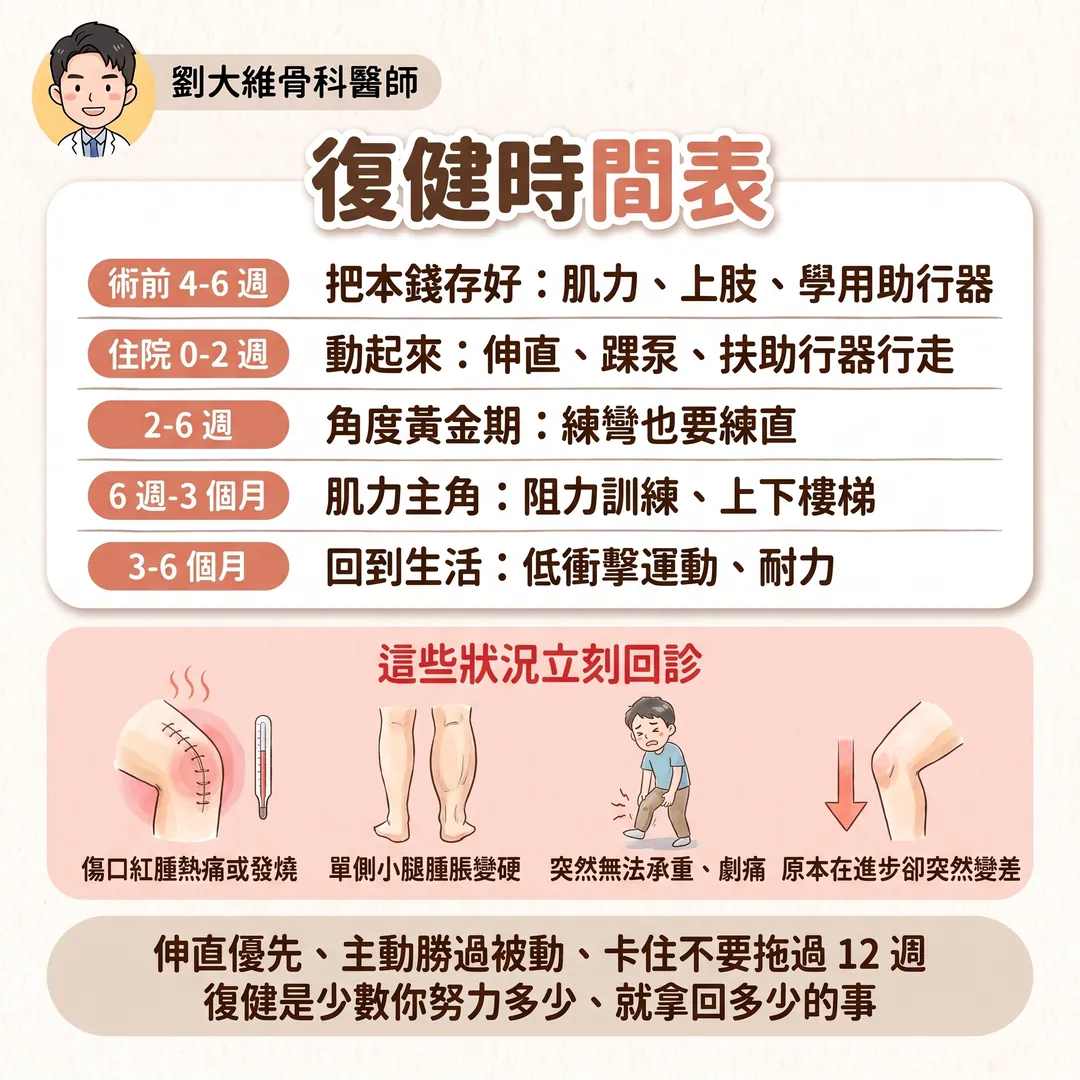 膝關節置換術後的復健計畫：一份從術前到半年的完整時間表 衛教圖 10