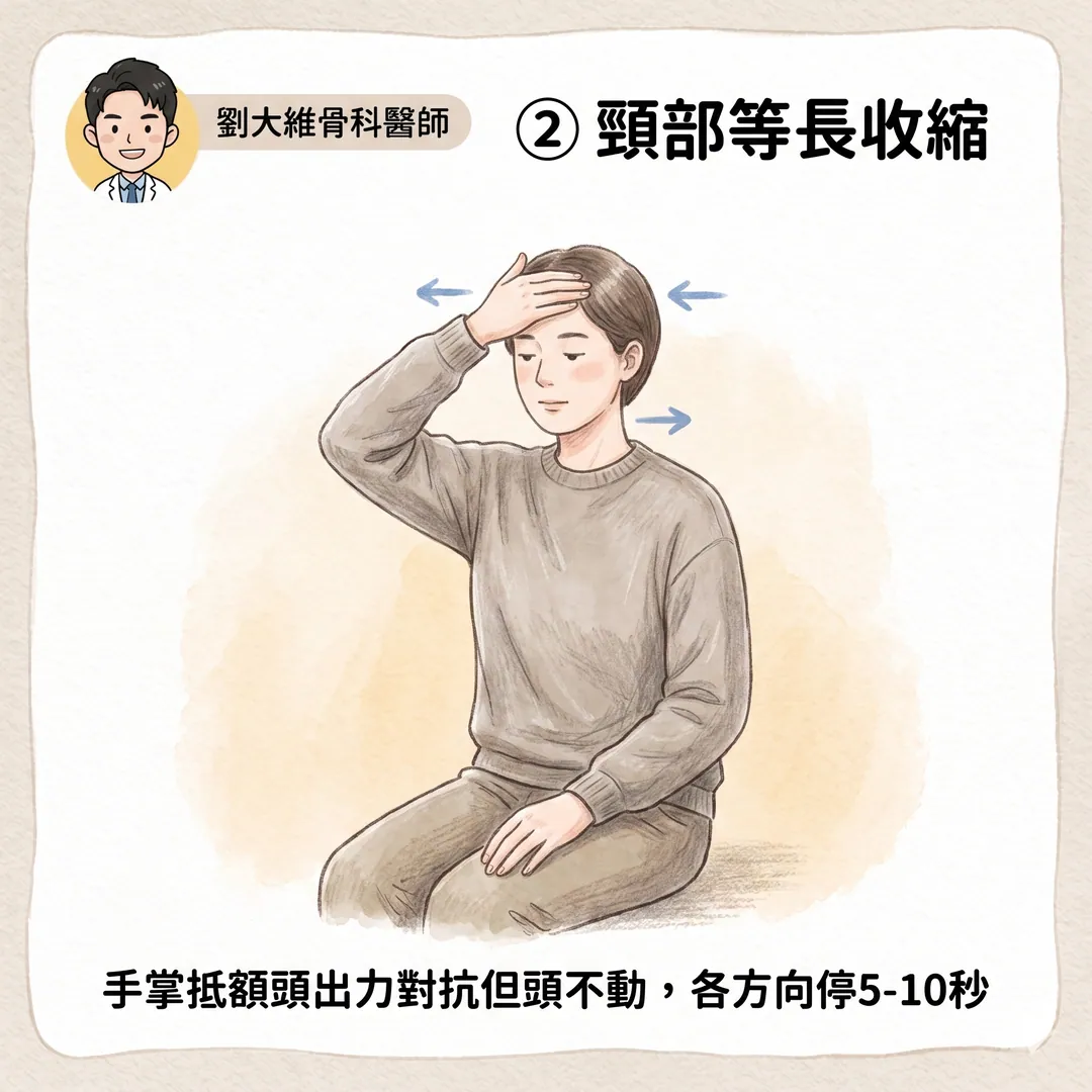 脖子痛、手麻到指尖？頸椎椎間盤突出的居家運動全攻略 衛教圖 5