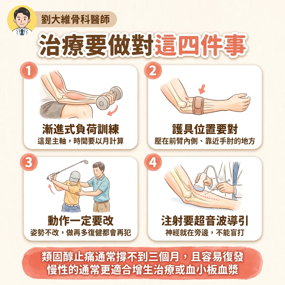 高爾夫球肘(內上髁肌腱病變):為什麼比網球肘難治 衛教圖 9